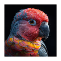 Close Up Parrot Face Red Blue Yellow Plumage (Print Only)