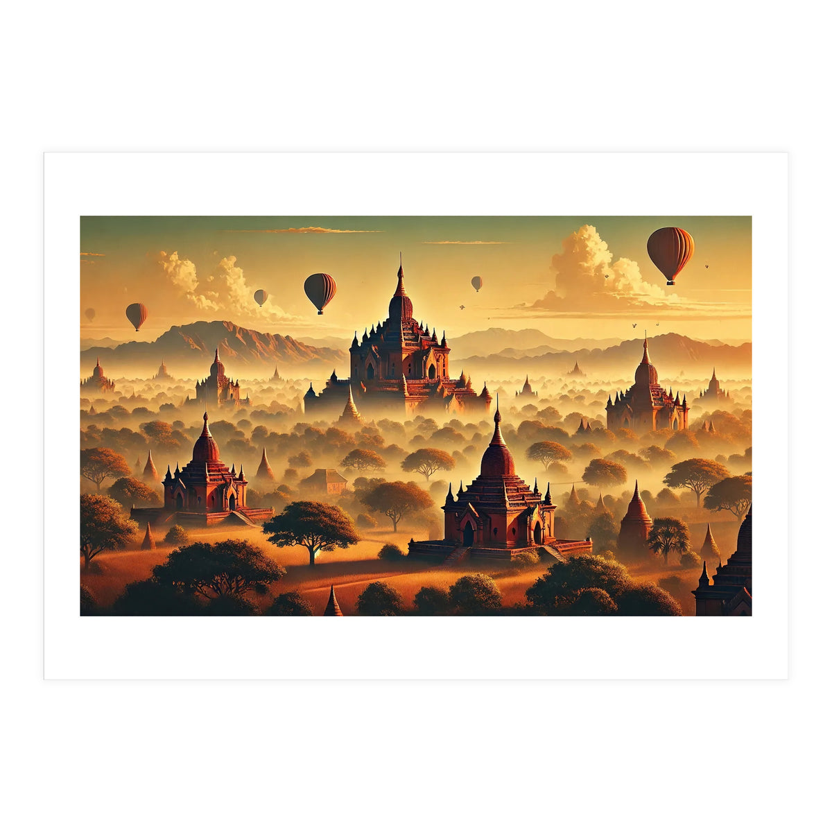 Vintage Bagan Poster, Myanmar (Print Only)