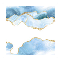 Blue & Gold Glitter Agate Texture 06  (Print Only)