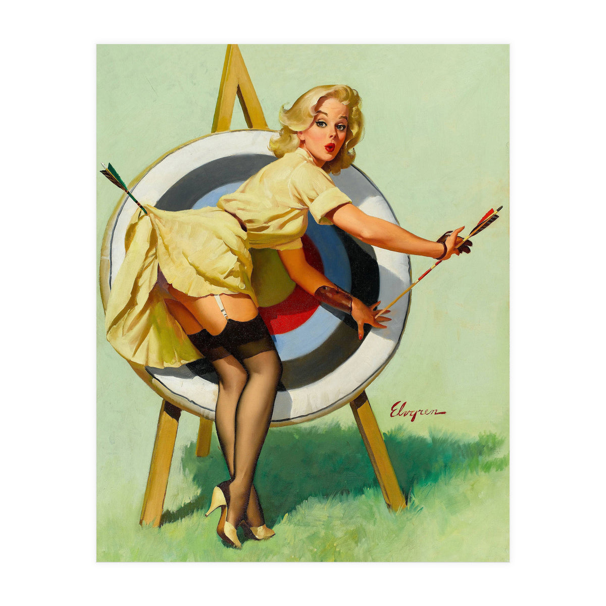 Pinup Sexy Girl On A Target (Print Only)