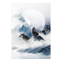 Winter Wolves, Wildlife Wolf Wild Dogs, Snow Full Moon Animals Photography Love Digital (Print Only)