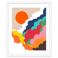 Head In The Clouds, Positivity Nature Sunrise Sunset, Sky Bohemian Comic Retro Eclectic Illustration
