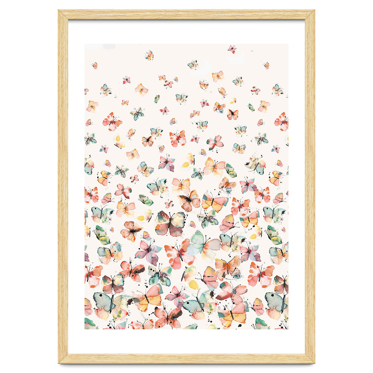Watercolor Spring Butterflies Apricot