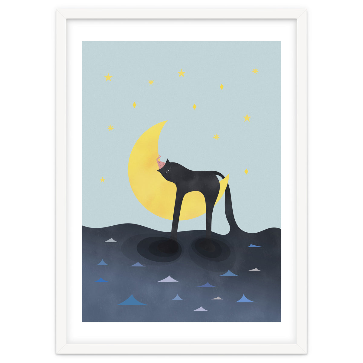 Beauty Sleep - Melting Cat on the crescent moon