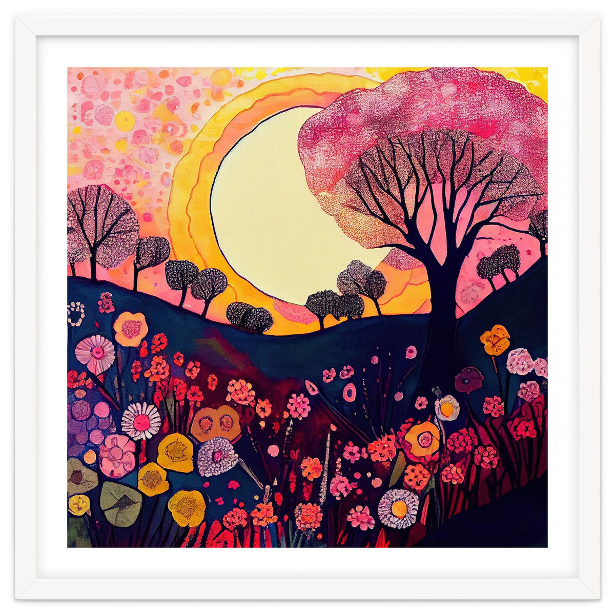 Folk Sunset Over Floral Hills