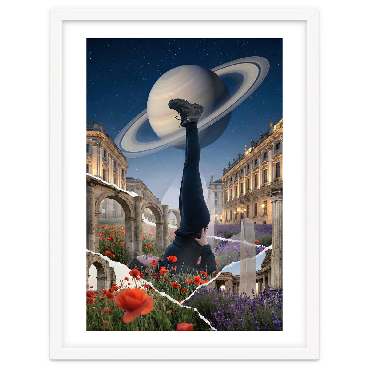 Cosmic Balance: Surreal Yoga in Ancient Dreamscapes