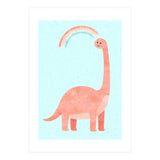 Rainbow Dinosaur Nursery Art, Cute diplodocus Watercolor, Pink Dino Illustration (Print Only) thumbnail