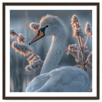 Swan Portrait Dew Drops Morning Light