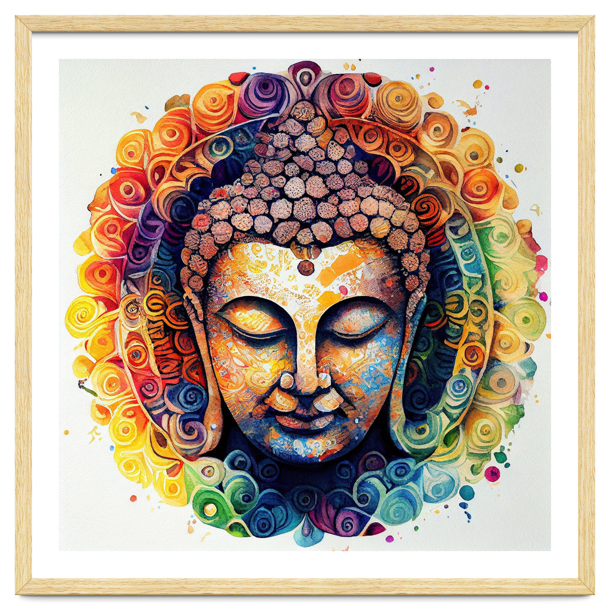 Rainbow Mandala Buddha Portrait
