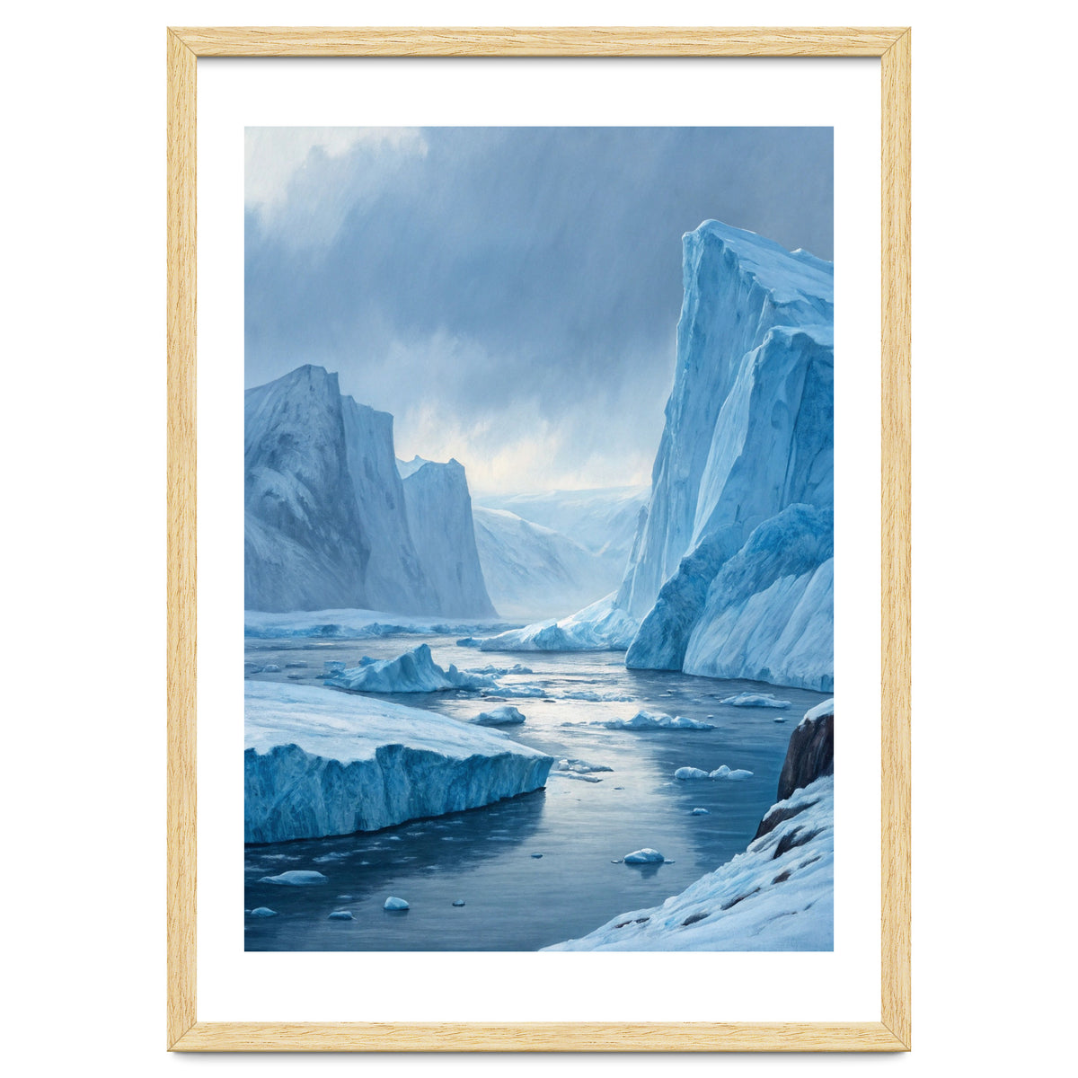 Majestic Arctic Icebergs and Glacial Valley