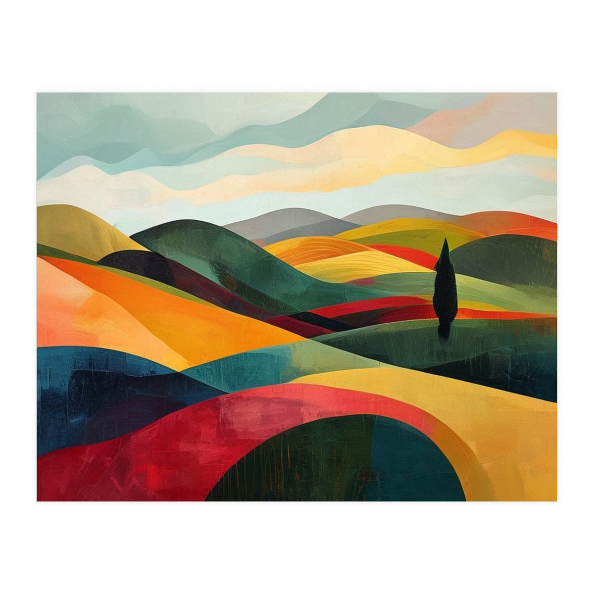 Abstract Tuscan Hills Landscape Painting (Print Only)