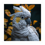 Yellow Crested Cockatoo Portrait Autumn Leaves Dark (Print Only) thumbnail