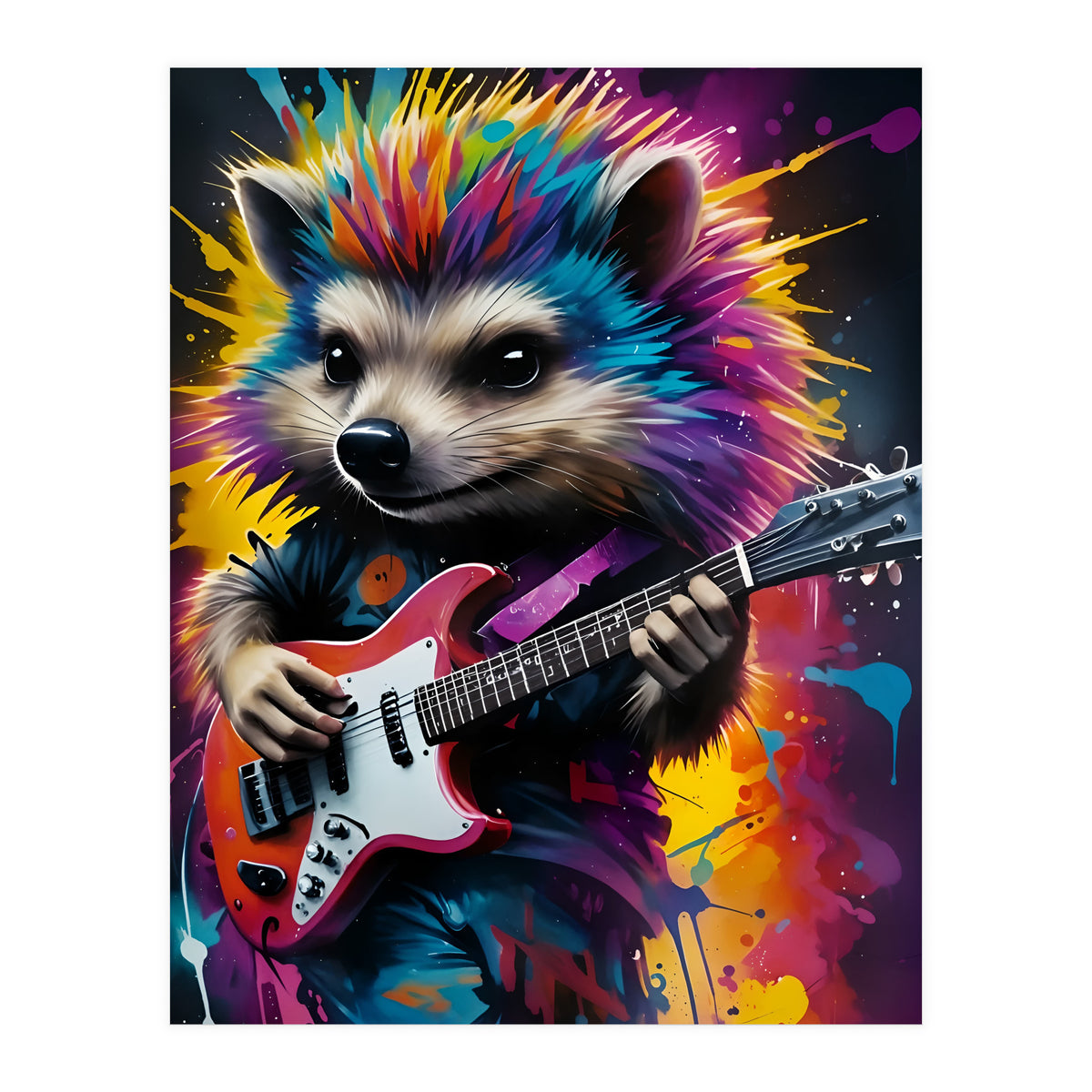 Hedgehog Plays The Guitar, Rock Graffiti (Print Only)
