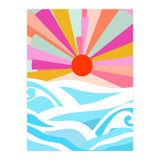 Boho Sunrise, Bohemian Abstract Landscape Nature, Colorful Illustration Ocean Sea Beach Summer, Positive Vibes Mindset (Print Only) thumbnail
