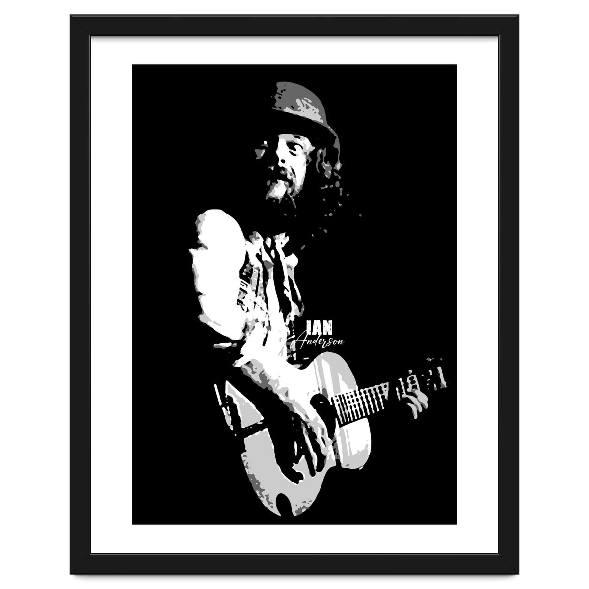 Ian Anderson Rock Music Legend in Grayscale