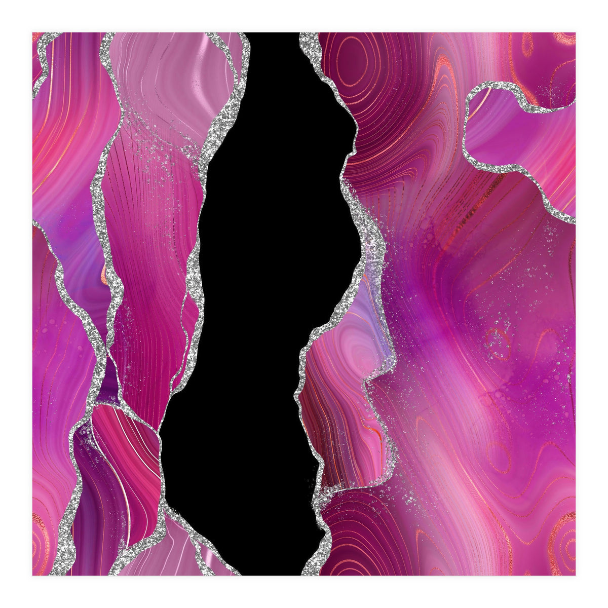 Magenta & Silver Agate Texture 01  (Print Only)