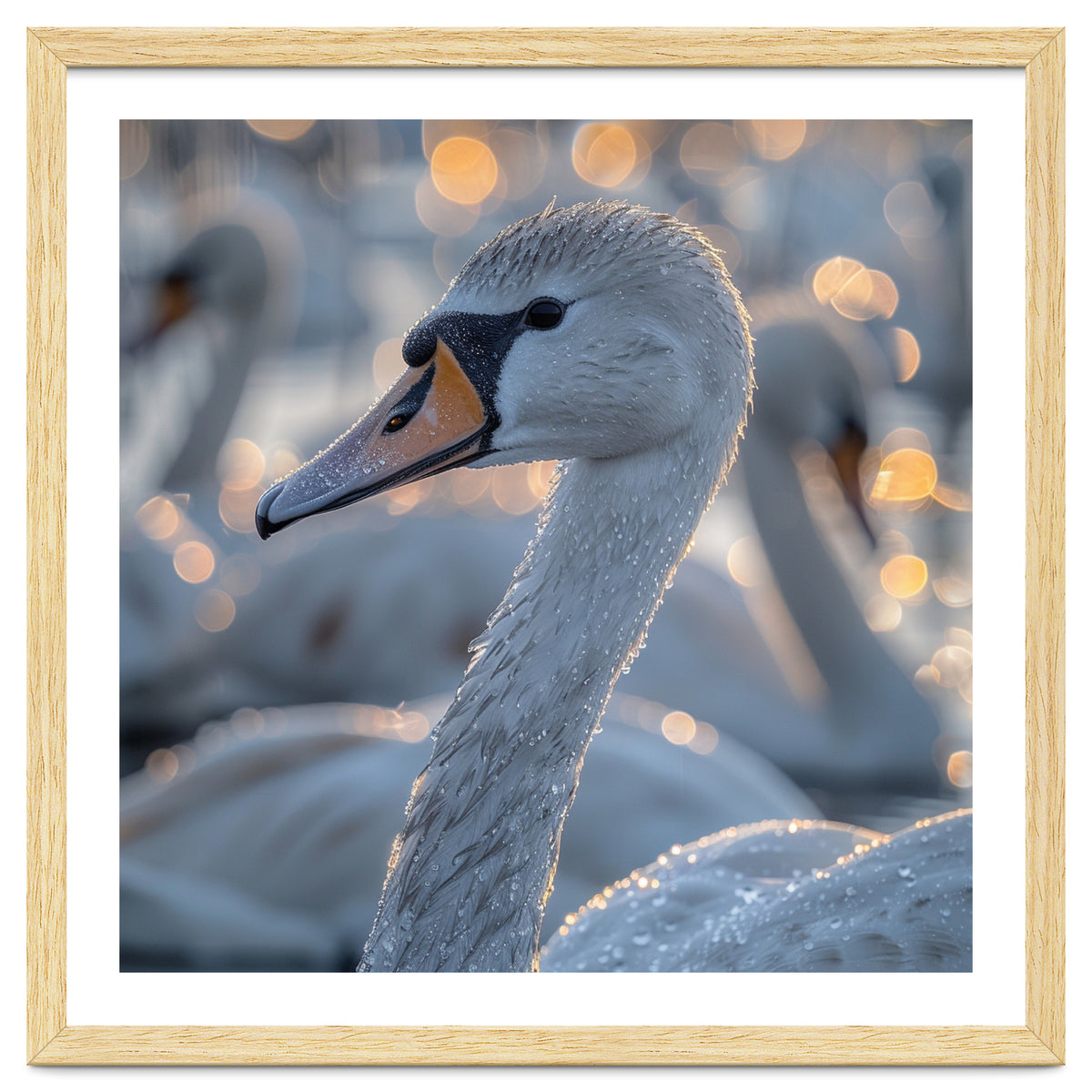 Majestic Swan Close Up With Water Droplets