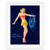 Pinup Girl Is Posing With A Steering Wheel thumbnail
