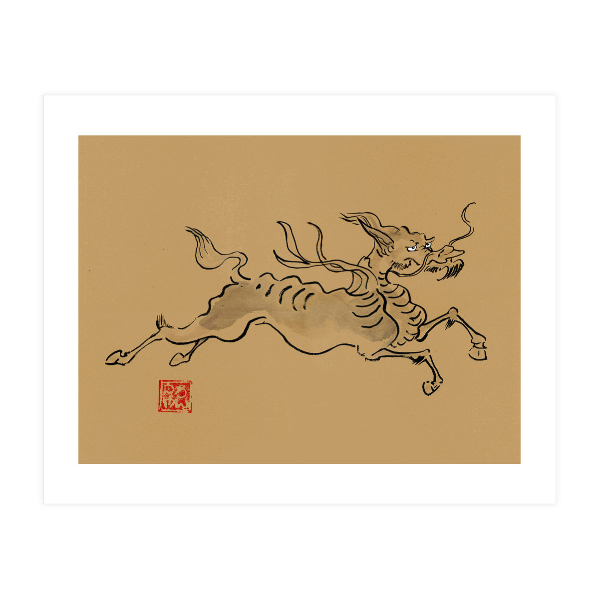 Kirin On Brown Paper (Print Only)