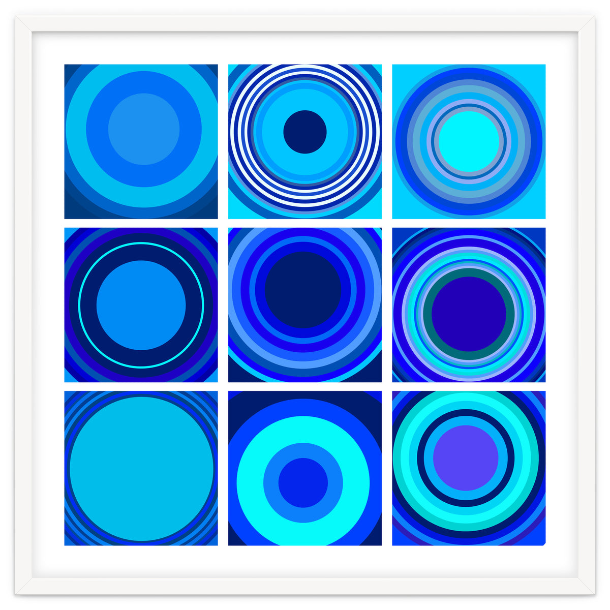 Circles & Rectangles Alt Blue 3 X 3: 3