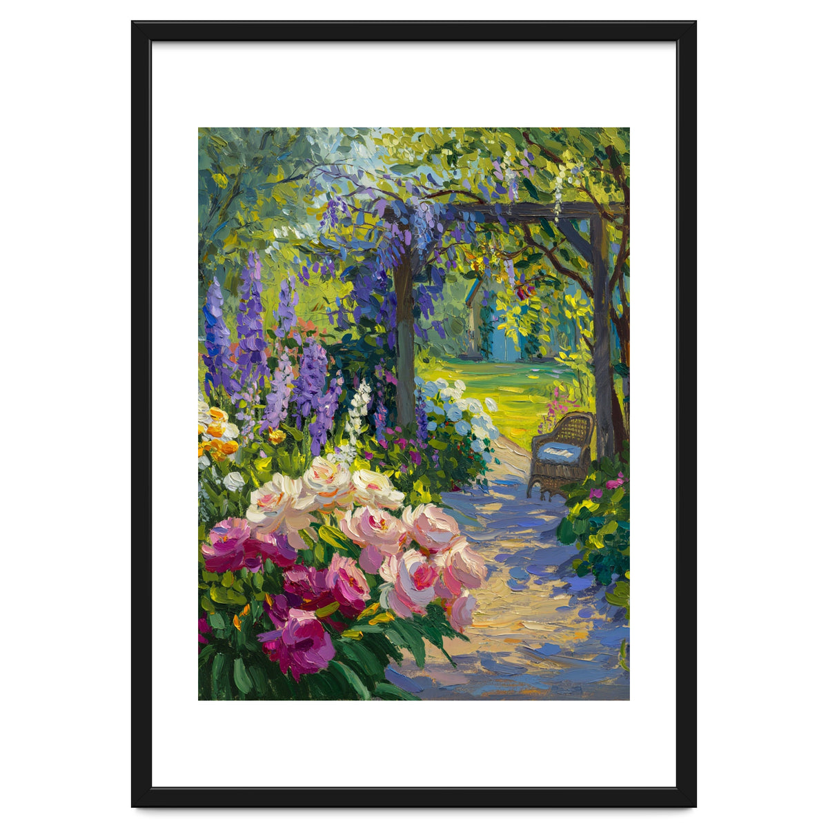 Serene Summer Garden Path Oil Painting