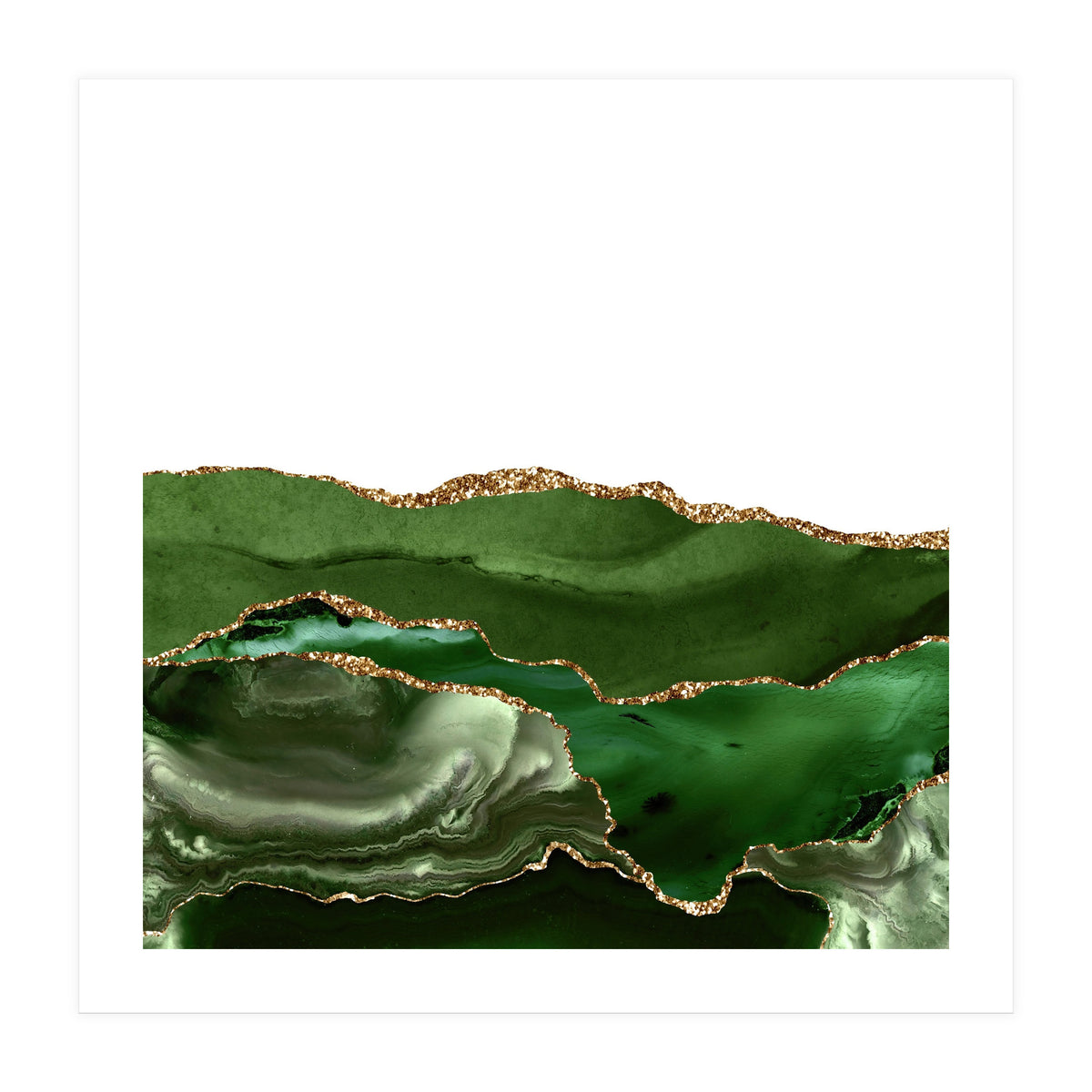 Green & Gold Agate Texture 25  (Print Only)