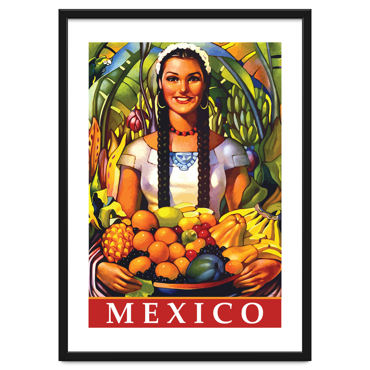 Mexico, Woman With Fruit Basket
