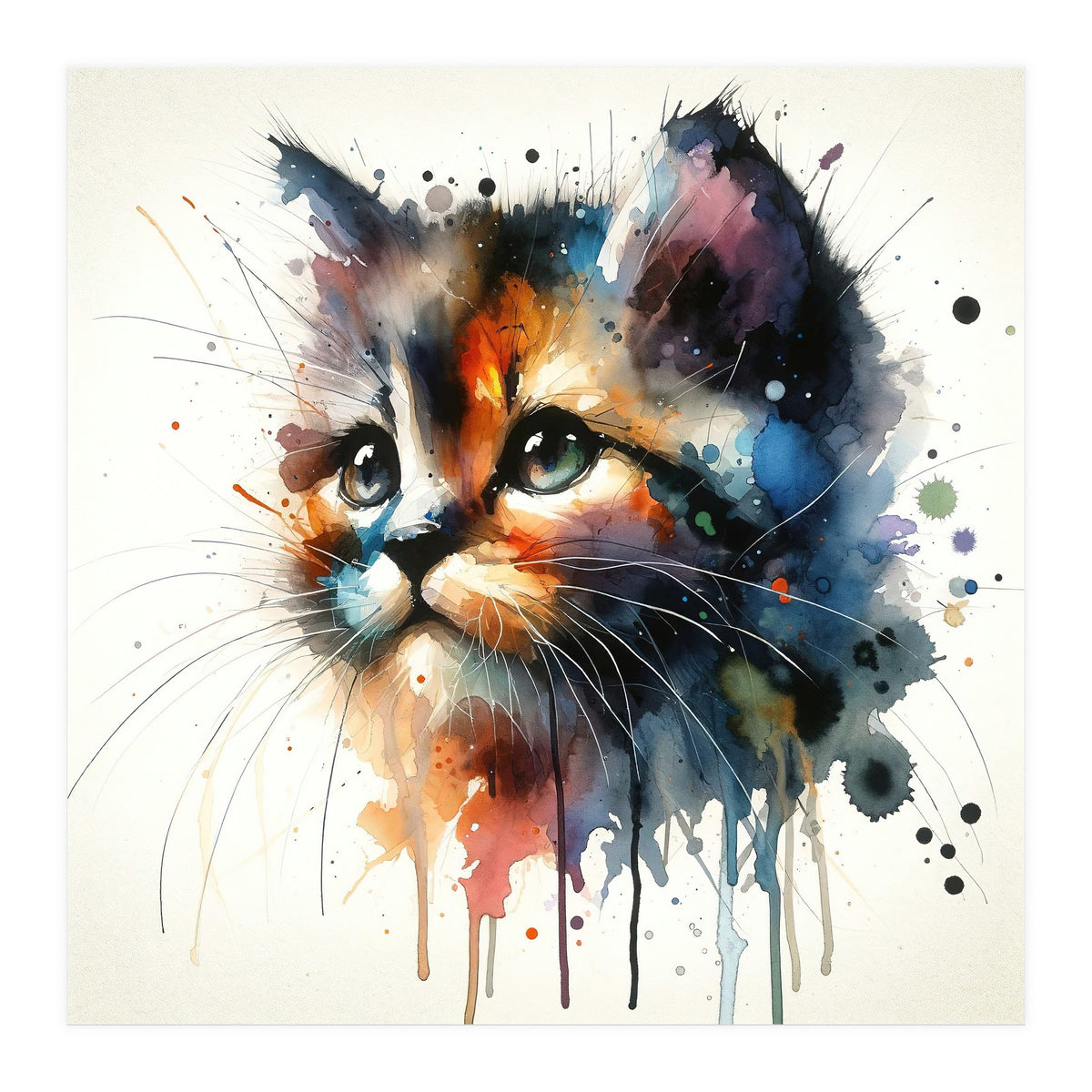Colorful Kitten Portrait (Print Only)