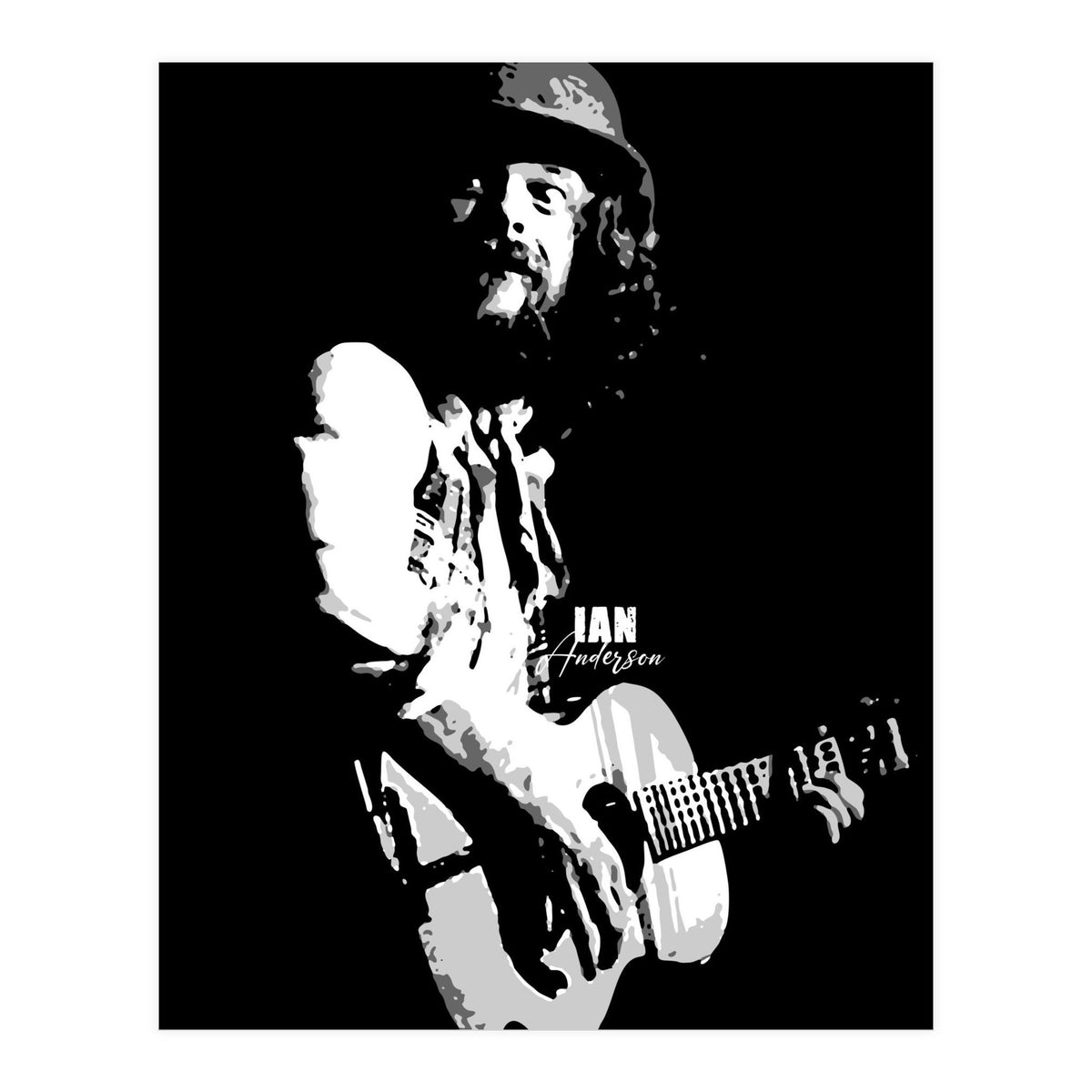 Ian Anderson Rock Music Legend in Grayscale (Print Only)