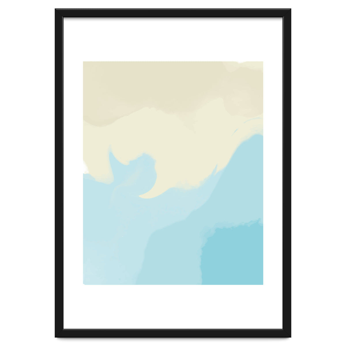 Mellow, Abstract Powder Blue Pastel Pearl Painting, Modern Simple Minimal Waves