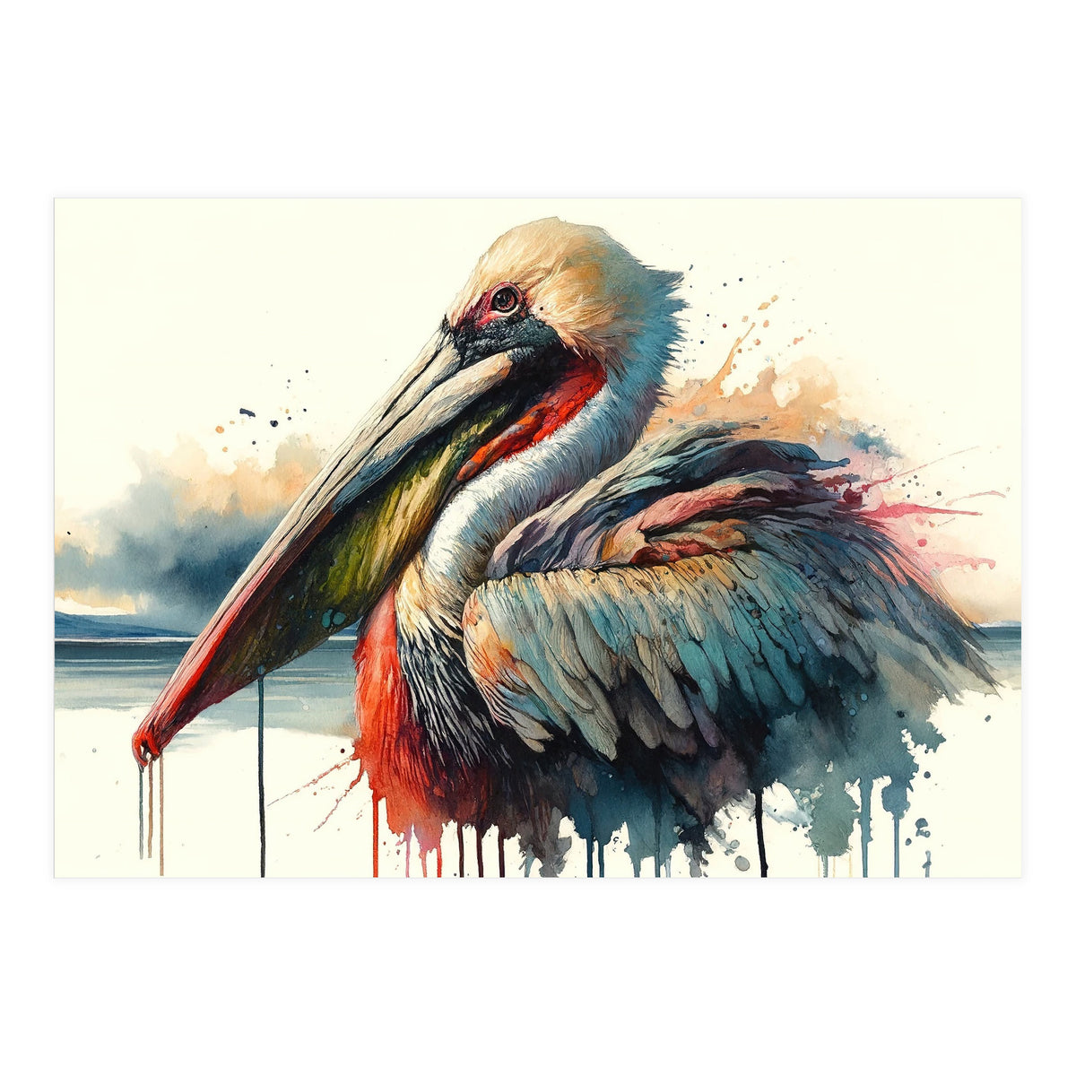Coastal Pelican Portrait (Print Only)