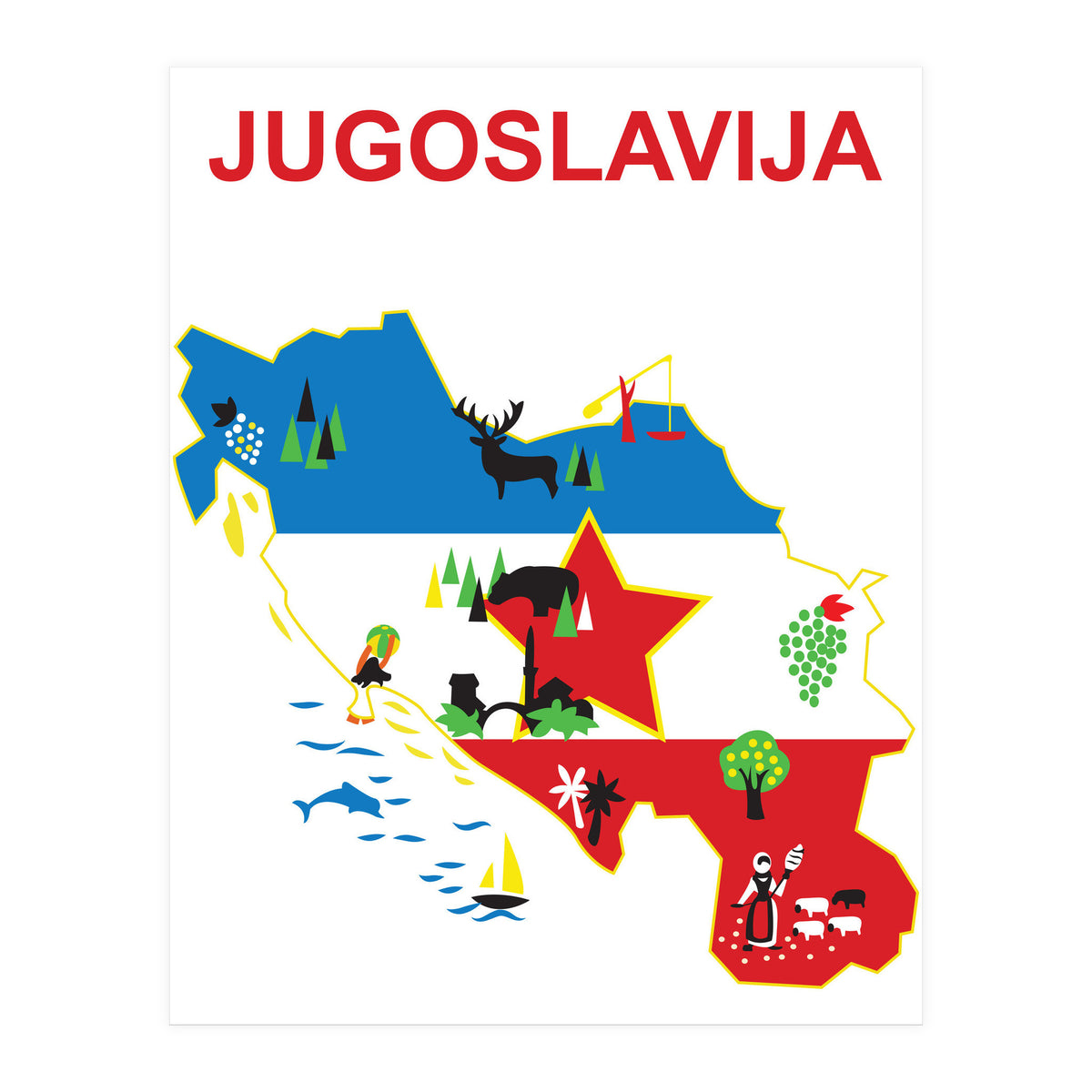 Yugoslavia Map (Print Only)