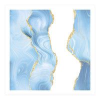 Blue & Gold Glitter Agate Texture 07 (Print Only)