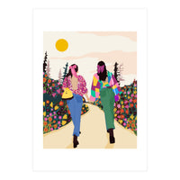 Besties, Best Friends Friendship Fashion, Girl Power Empower Bohemian Travel Companion Soulmates Gift (Print Only)