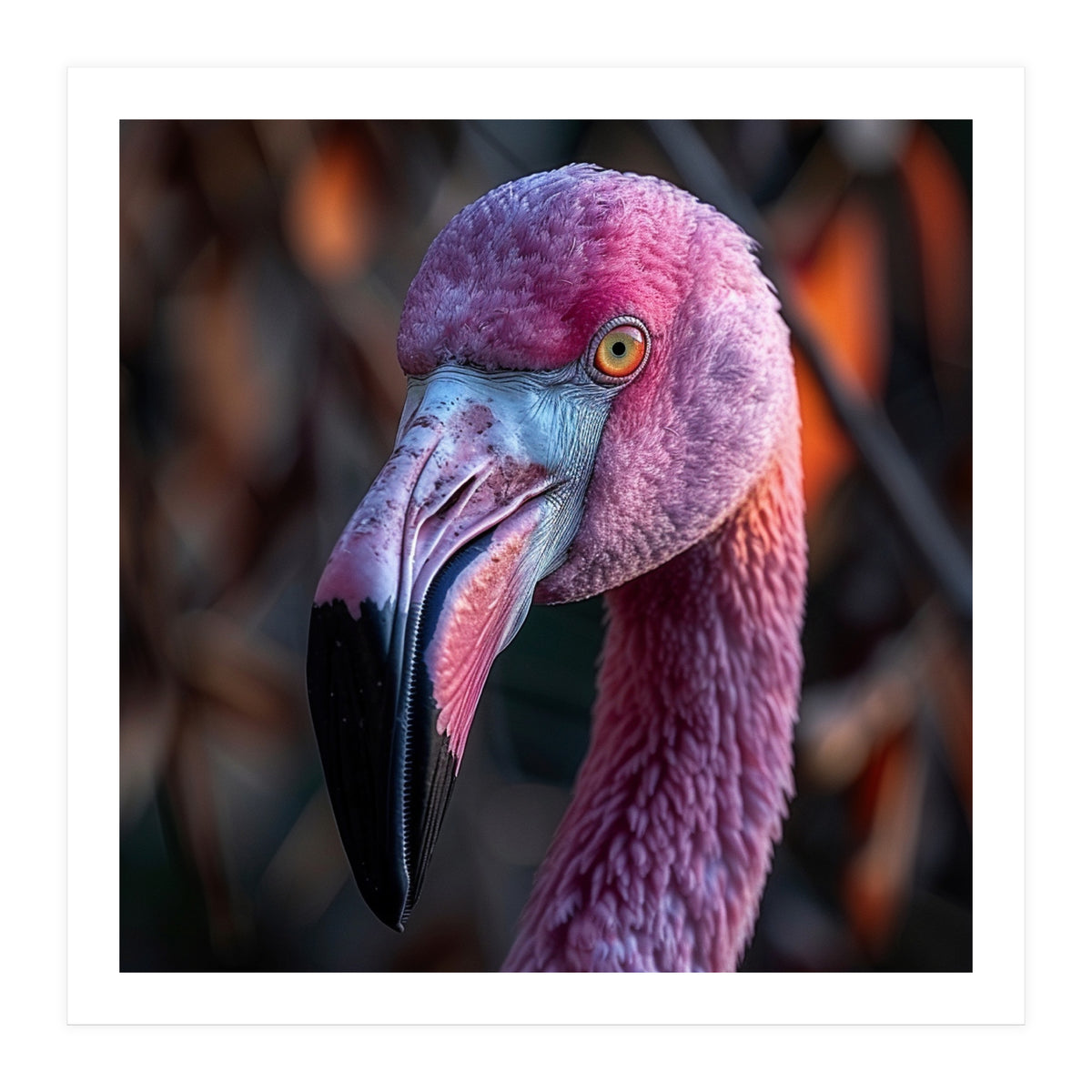 Close Up Of A Pink Flamingo Bird Face (Print Only)