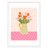 Tulips in a vase - pink and orange thumbnail