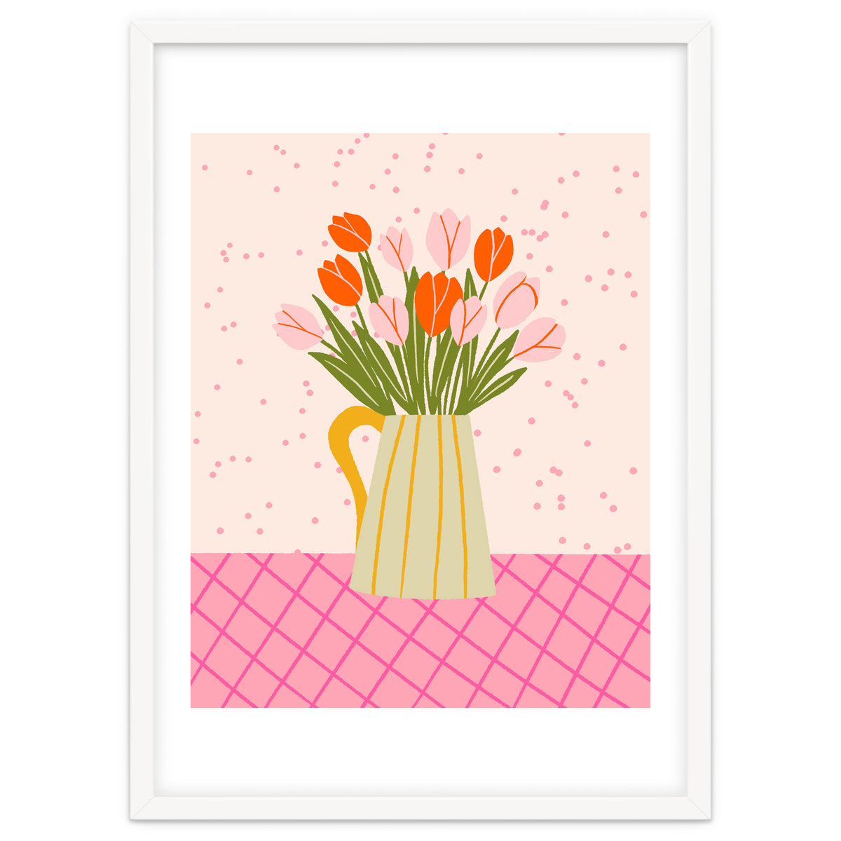 Tulips in a vase - pink and orange