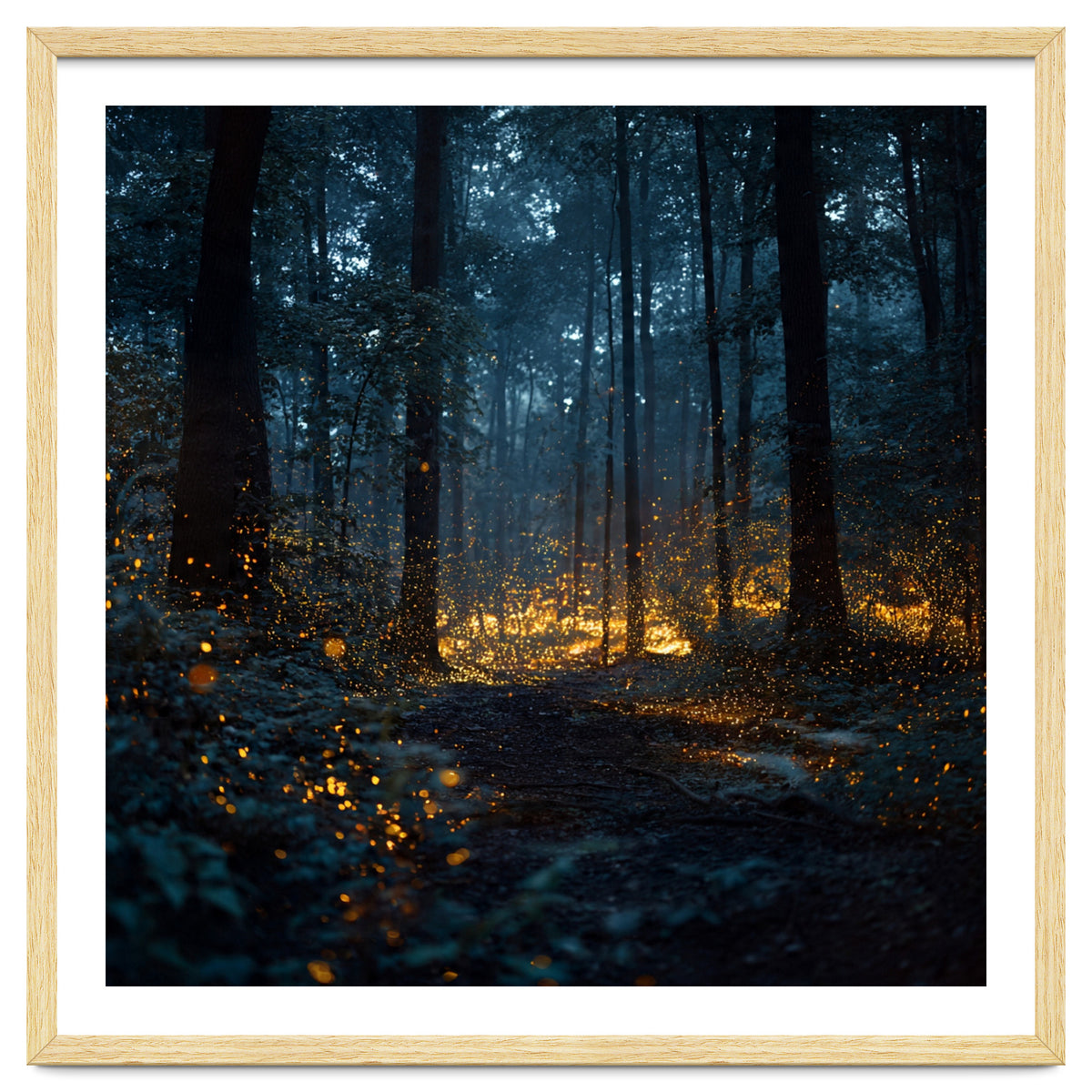 Enchanted Midnight Forest with Glowing Fireflies