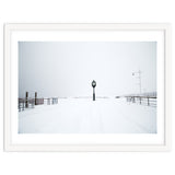 A clock tower in the snow beach thumbnail