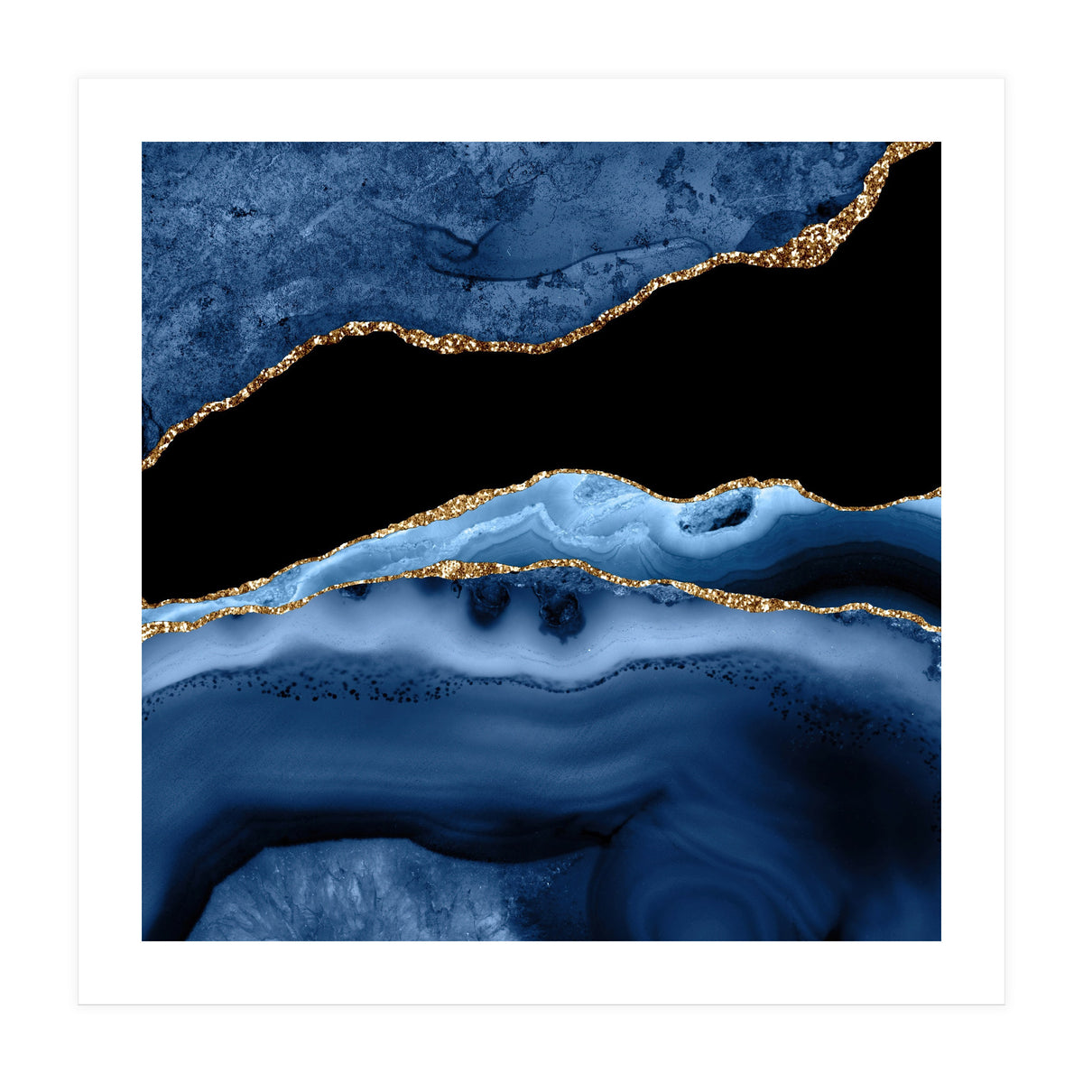 Navy & Gold Agate Texture 13  (Print Only)