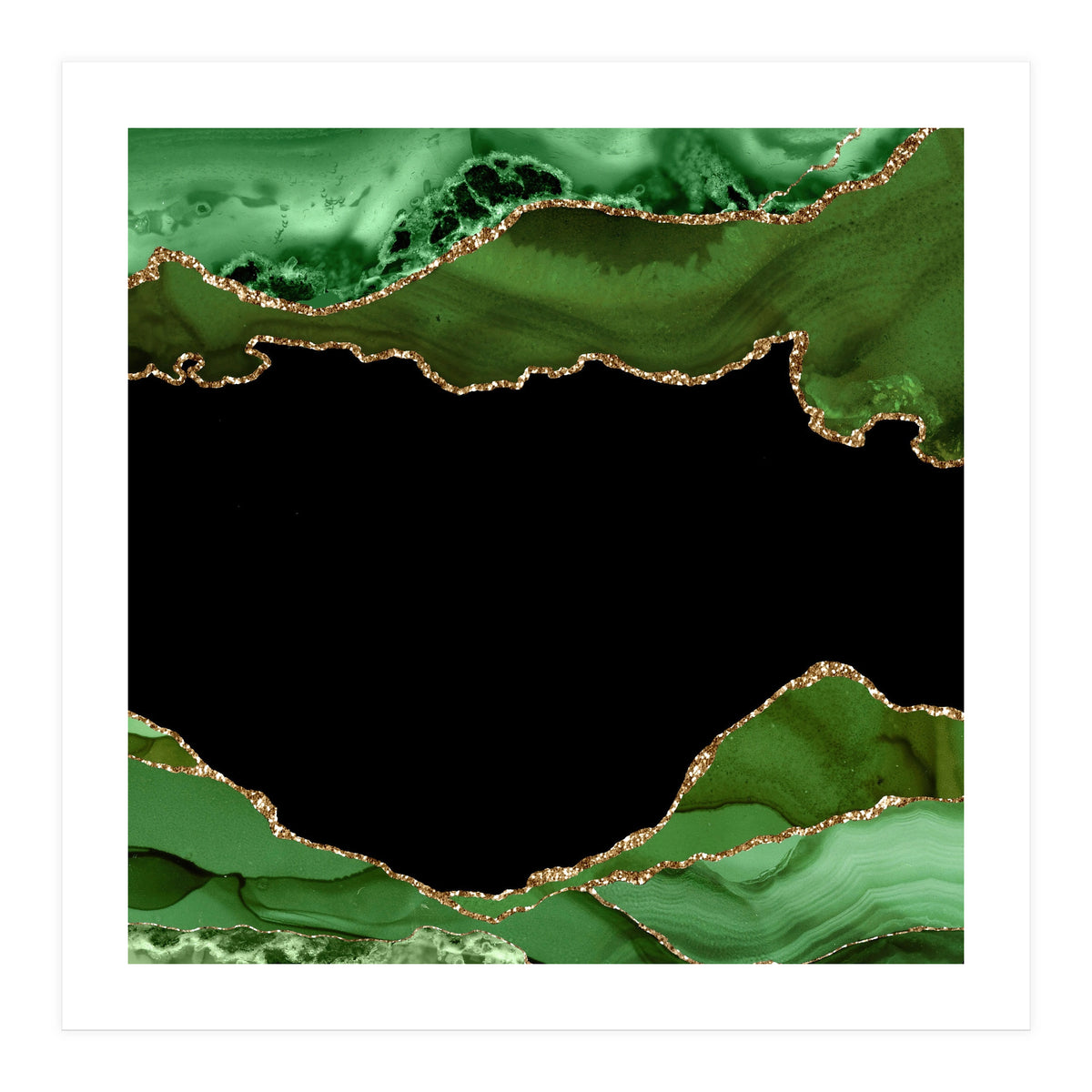 Green & Gold Agate Texture 18  (Print Only)