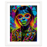 Girl In Glasses Neon Graffiti Art thumbnail