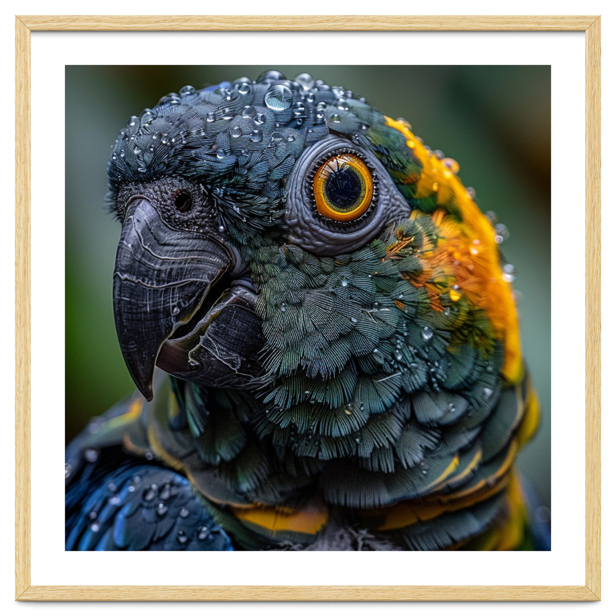 Close Up Of A Wet Macaw Parrot Head