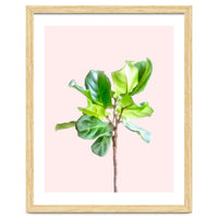 Intimate Energy, Blush Pastel Botanical Plant Minimal Painting, Pink Green Nature