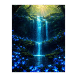 Ethereal Blue Waterfall: Magical Forest Oasis (Print Only) thumbnail
