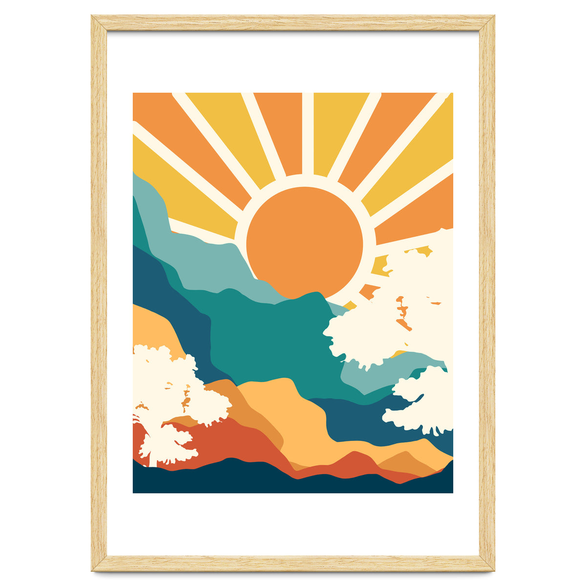 Sunrise Mindset, Positivity Optimism Self Love Self Care Growth, Nature Retro Eclectic Bohemian Peace Contemporary