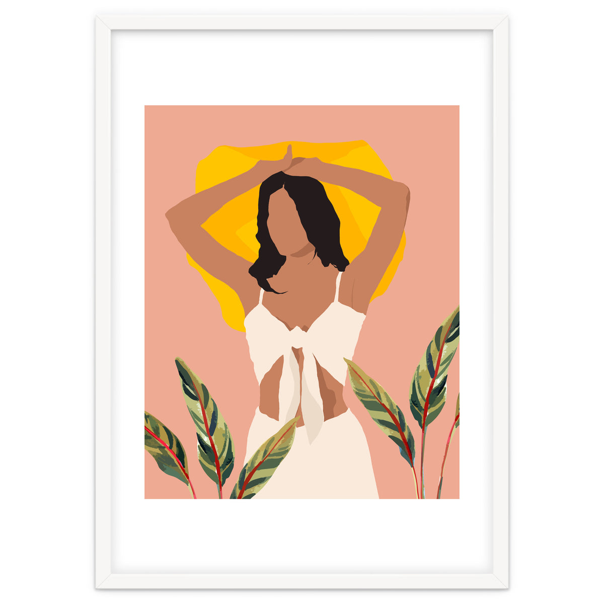 Fold Up The Sun & Take It Wherever You Go, Bohemian Woman Self Love Self Care Pastel , Plant Lady Tropical Boho Contemporary