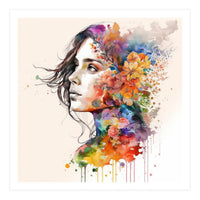 Quiet Muse In Watercolor Blooms (Print Only)