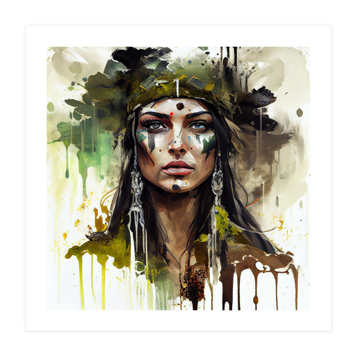 Ceremonial Druid Warrior Portrait (Print Only)