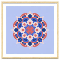 Mandala flower - blue and coral